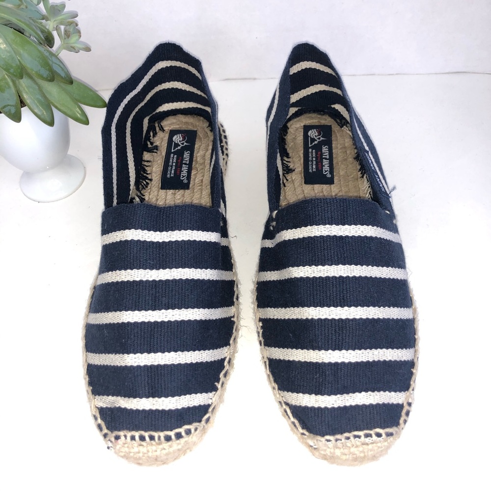 Saint James Espadrilles Blue White Stripe Nautical
